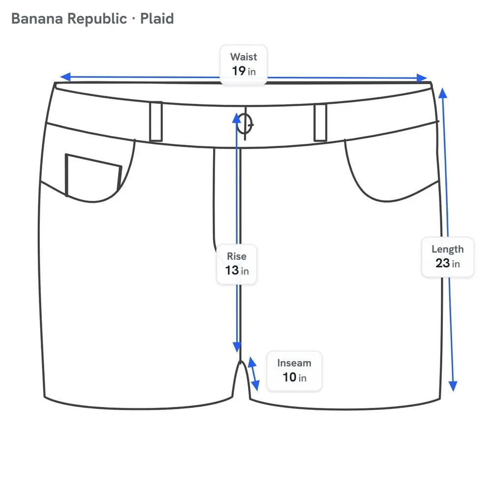 Banana Republic Flat Front Chino Shorts Men's 38 Blue Plaid